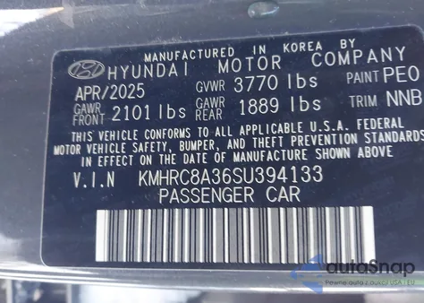 2025 Hyundai Venue Limited из США, поврежденный, VIN KMHRC8A36SU394133